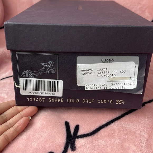 Prada Snake Gold Calf Sandals 35 1/2 - Picture 11 of 12